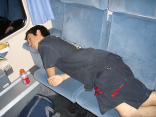 Me sleeping on the train