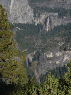 view of Vernal and Nevada Falls from glacier point