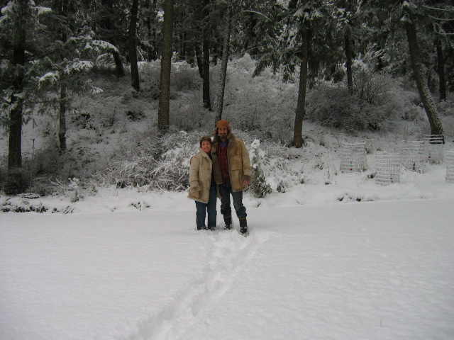 Steve & Carol with our coats to keep us warm, they were given to us by the parents. And boy they work!!!! LOL!!!!